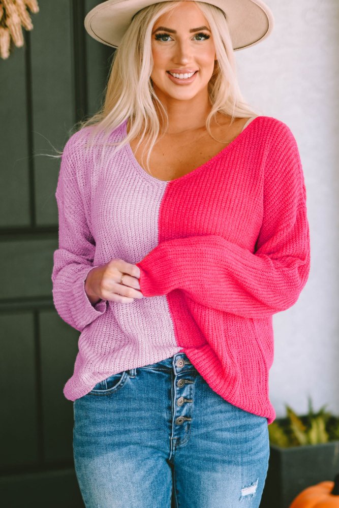 Fierce and Fabulous Pink Color Block Sweater #Firefly Lane Boutique1