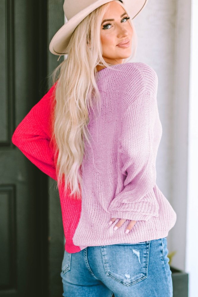 Fierce and Fabulous Pink Color Block Sweater #Firefly Lane Boutique1