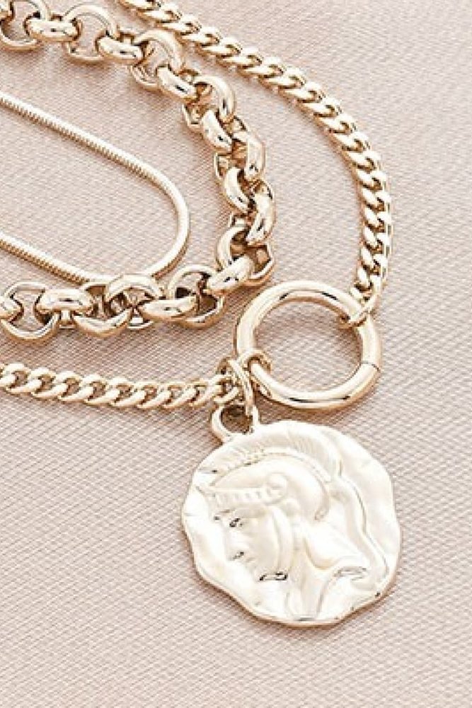 Figure Pendant Layered Hammered Coin Necklace #Firefly Lane Boutique1