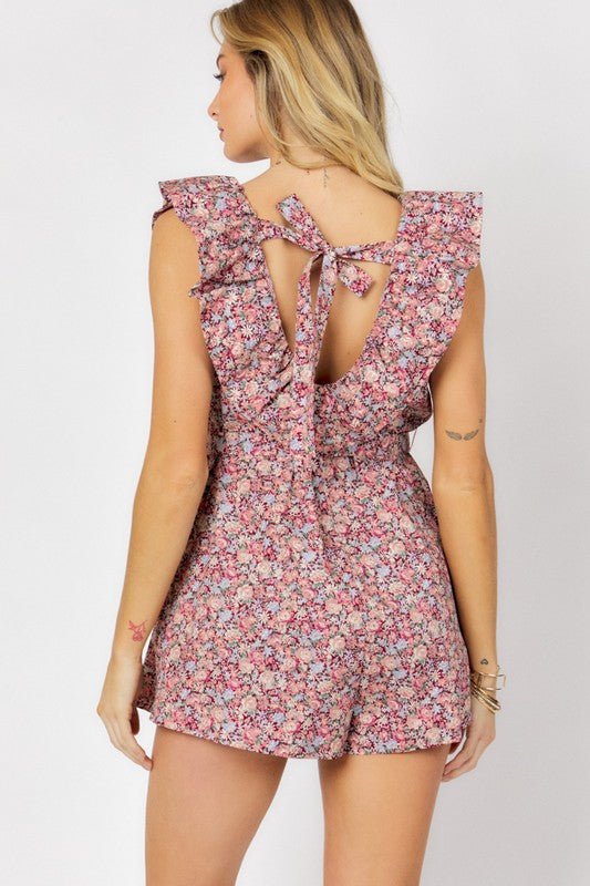 Floral Frenzy V-Neck Button Romper #Firefly Lane Boutique1