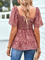 Gentle Grace Smocked Square Neck Babydoll Blouse #Firefly Lane Boutique1