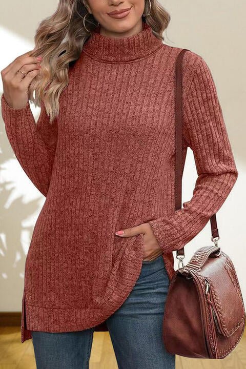 Gentle Slope High Low Thick Turtleneck Sweater #Firefly Lane Boutique1