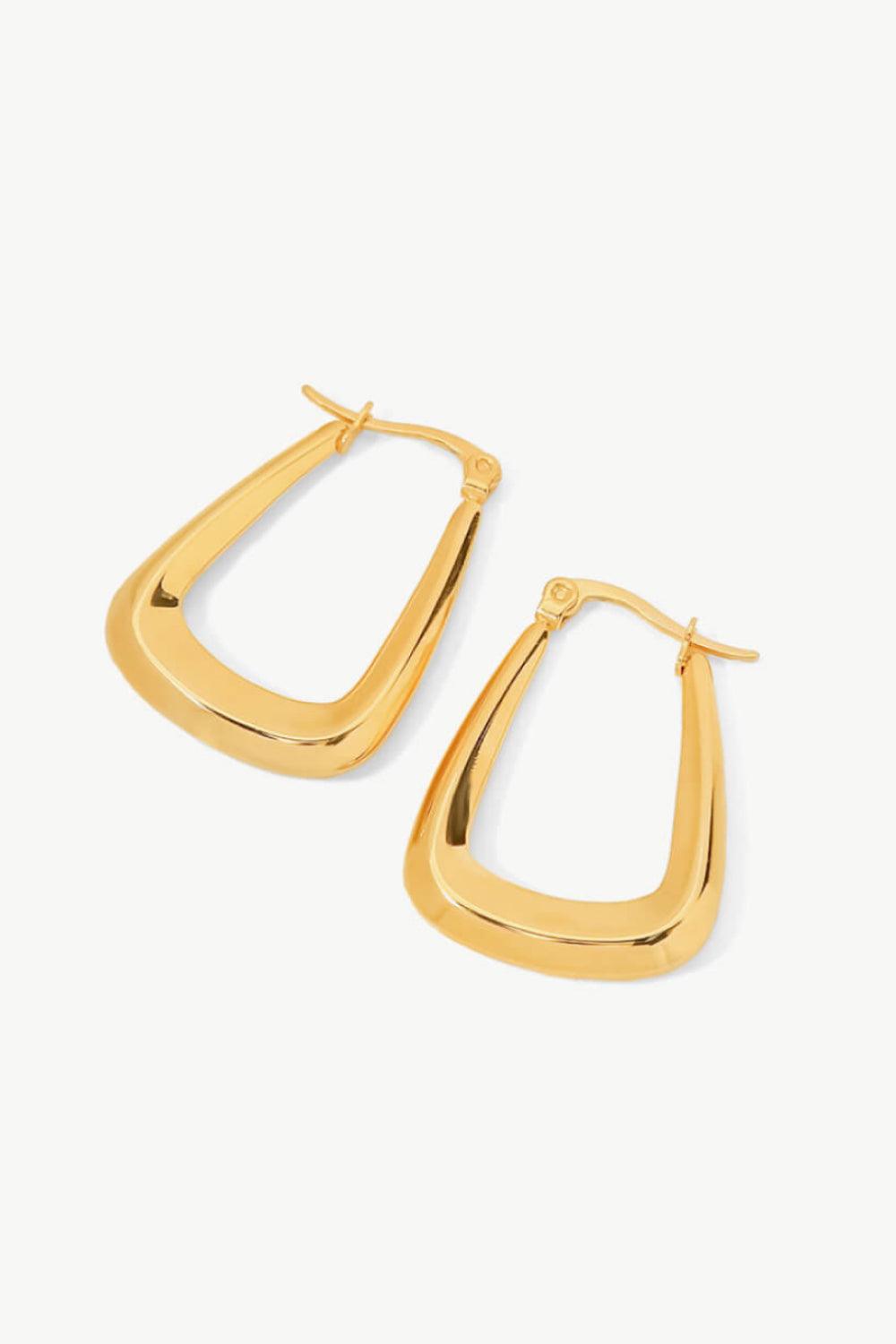 Geometric Hoop Earrings 18K Gold-Plated -Women’s fine jewelry elongated geometric earrings#Firefly Lane Boutique1