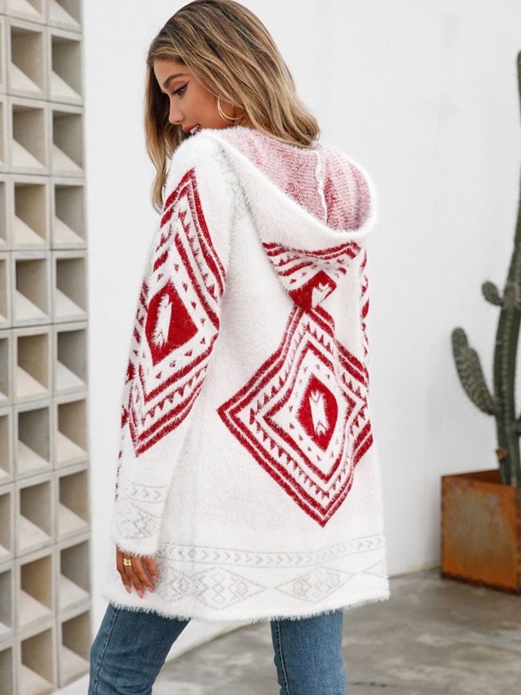 Geometric Prism Fuzzy Hooded Cardigan #Firefly Lane Boutique1