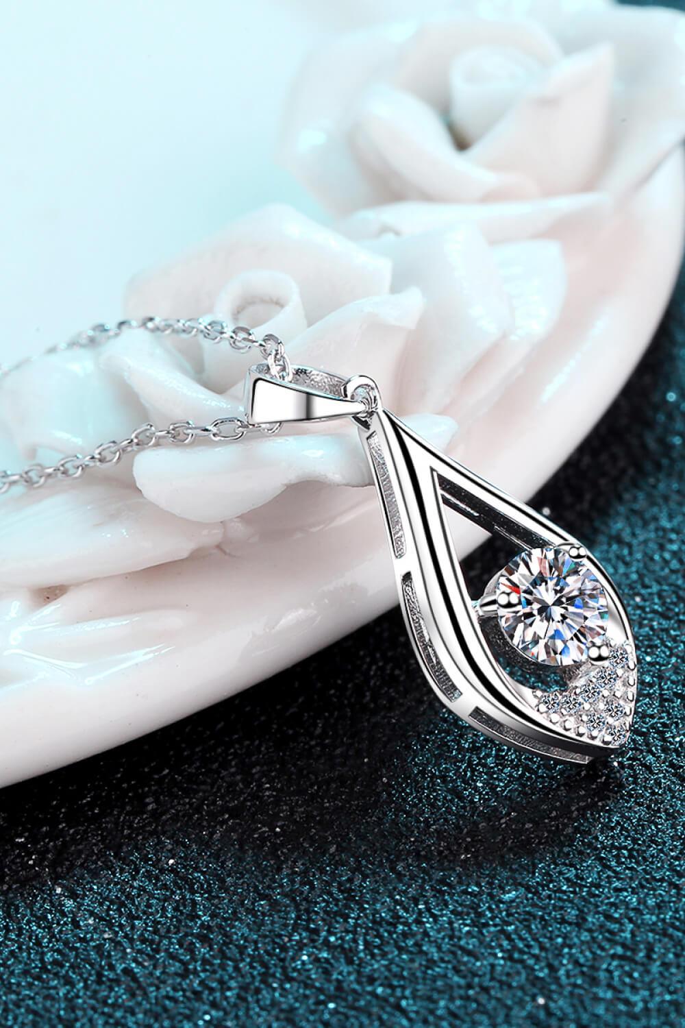 Forever Moissanite Pendant Necklace -Womens sterling silver drop necklace with lab diamond. #Firefly Lane Boutique1