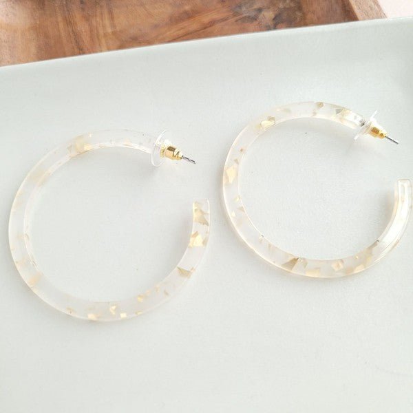 Gold Flake Clear Hoop Earrings #Firefly Lane Boutique1