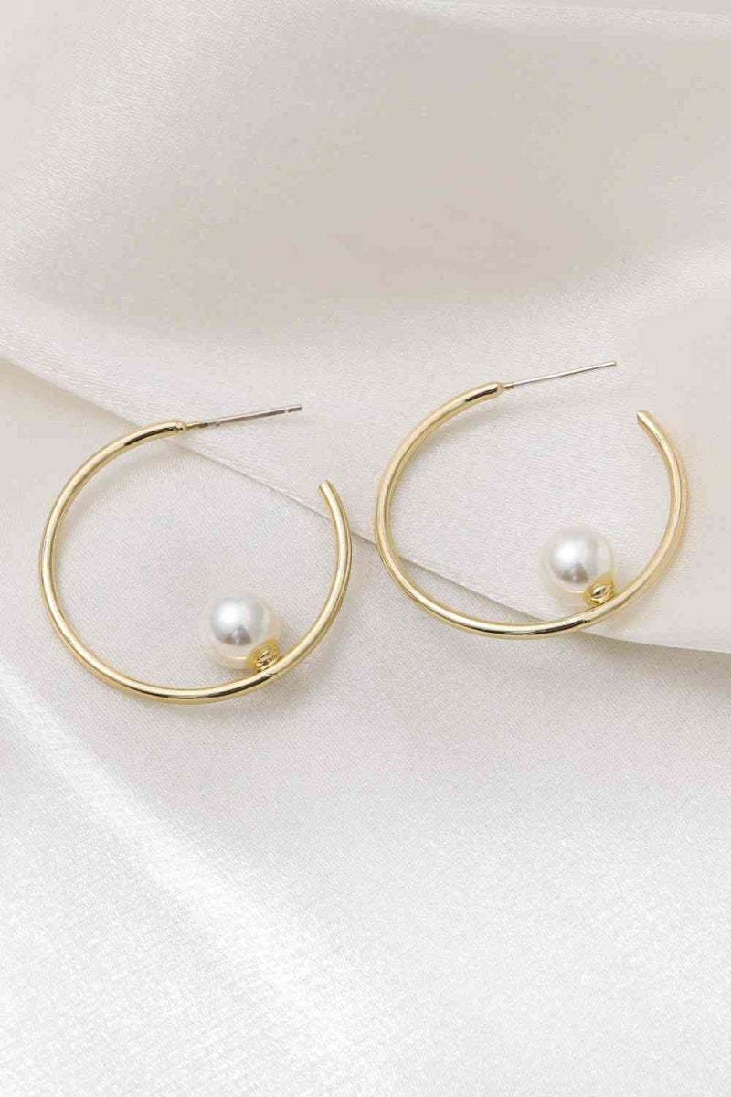 Gold Pearl Hoop Earrings #Firefly Lane Boutique1