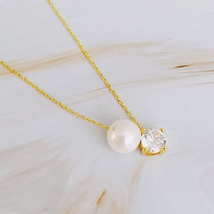 Graceful Melody Diamond and Pearl Charm Necklace #Firefly Lane Boutique1