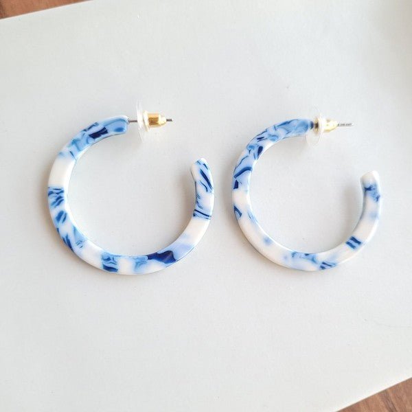 Greek Goddess Acrylic Blue Hoop Earrings #Firefly Lane Boutique1