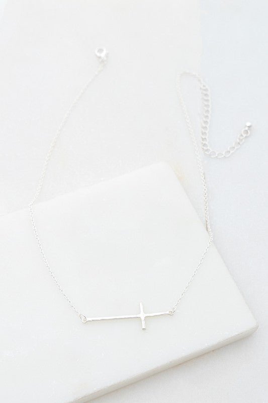 Hammered Sideway Cross Necklace For Women #Firefly Lane Boutique1