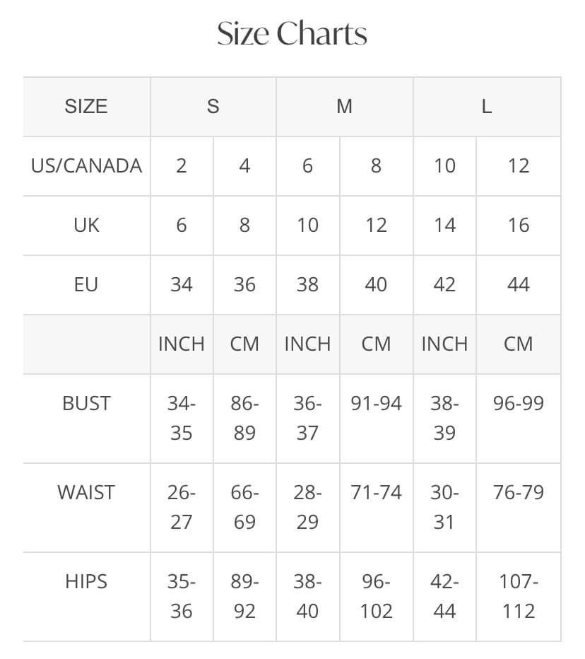Happily Ever After Maxi Slip Dress -size chart #Firefly Lane Boutique1