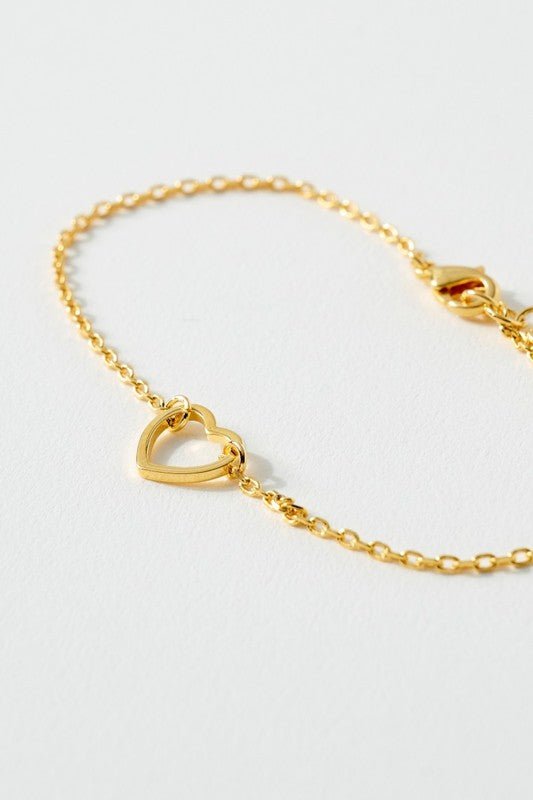 Heart Charm Bracelet Gold Plated 18k Danity gold chain bracelet with cut out heart charm  #Firefly Lane Boutique1
