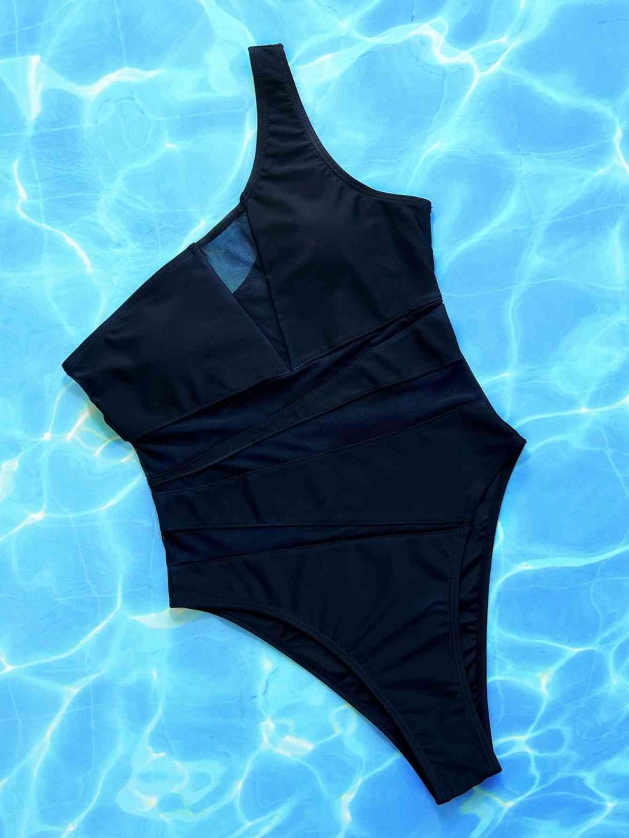 Hidden Depths One Shoulder One Piece Black Swimsuit #Firefly Lane Boutique1