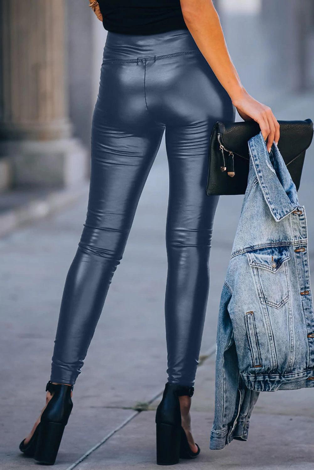 High Waisted Skinny Leggings Edgy Chic Style -Women’s matte finished tight high waist leggings#Firefly Lane Boutique1