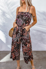 In My Shadow Boho Jumpsuit - paisley jumpsuit in a boho style with side pockets and wide cropped leg #Firefly Lane Boutique1