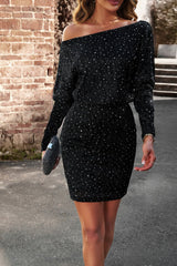 Just a Memory Sequin Off-Shoulder Mini Dress #Firefly Lane Boutique1