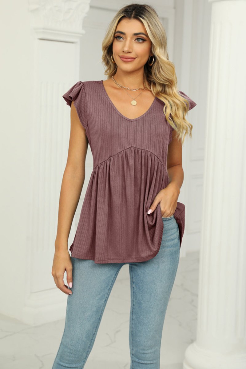 Just Dreaming Flutter Sleeve Babydoll Blouse #Firefly Lane Boutique1