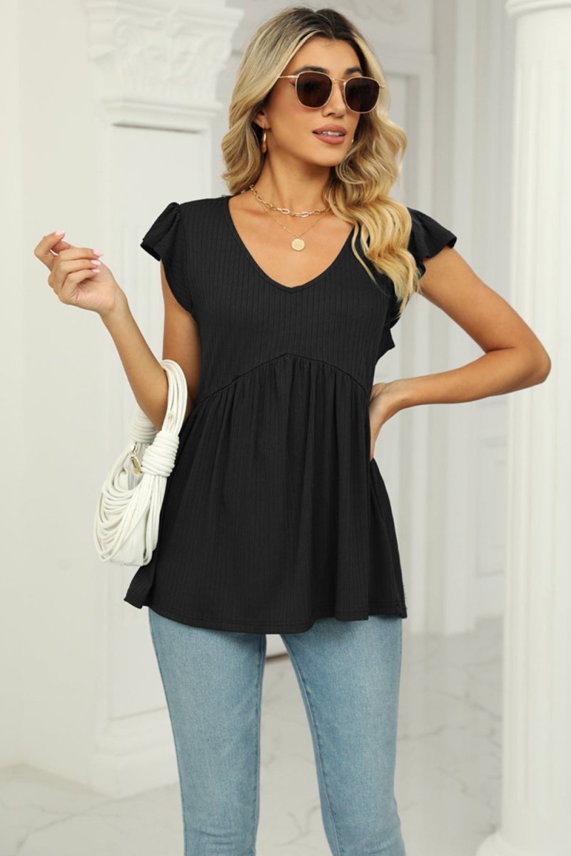 Just Dreaming Flutter Sleeve Babydoll Blouse #Firefly Lane Boutique1