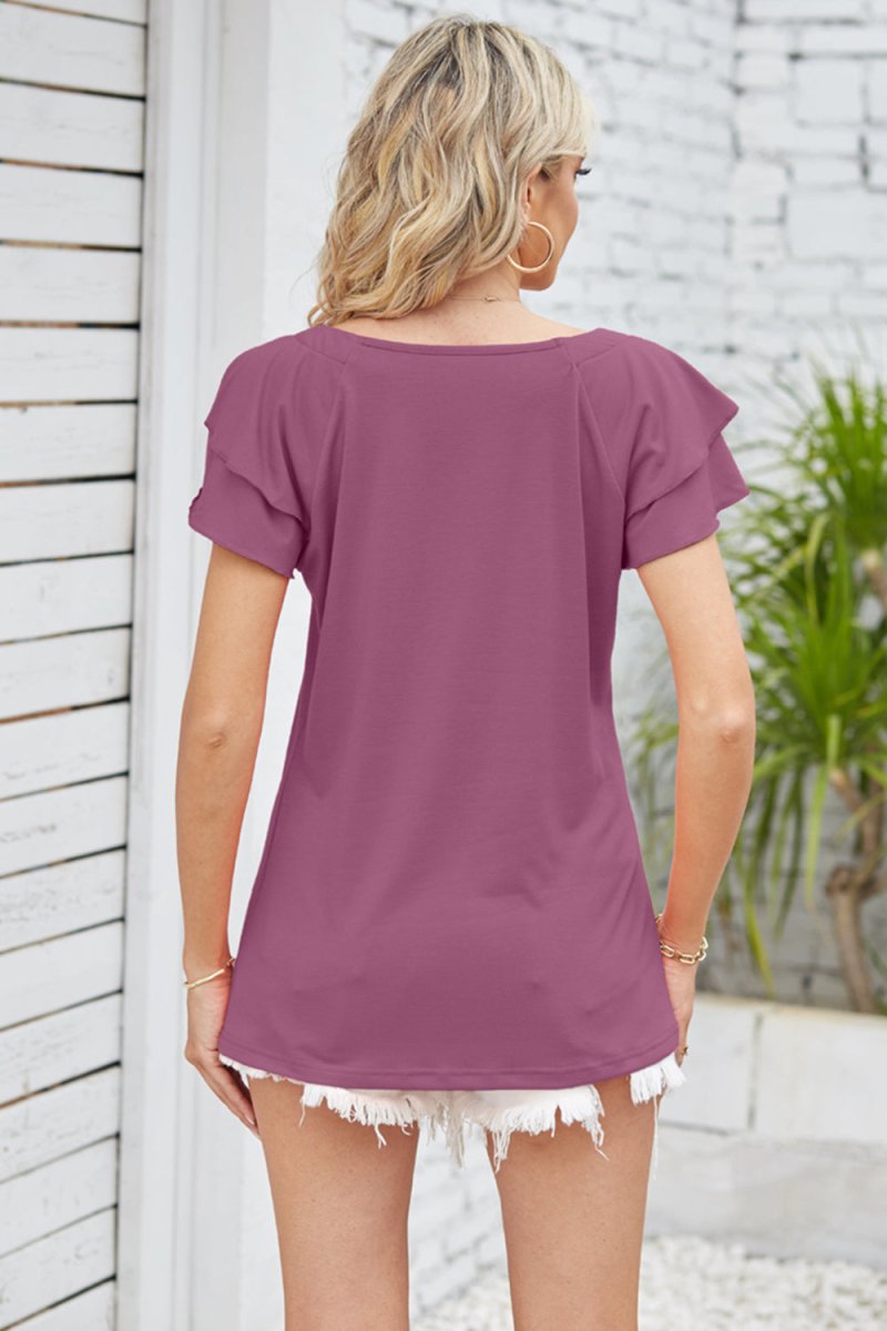 Just For Today Square Neck Flutter Sleeve Top #Firefly Lane Boutique1
