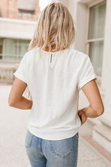 Keeping You Short Sleeve White Lace Blouse #Firefly Lane Boutique1