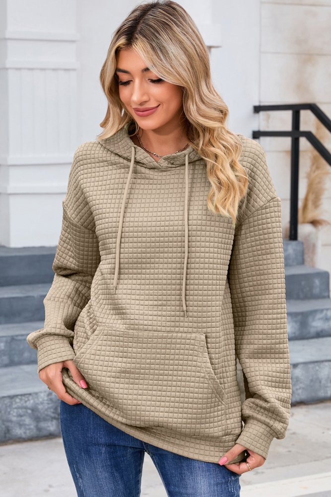 Khaki Comfort Quilted Lined Hoodie #Firefly Lane Boutique1