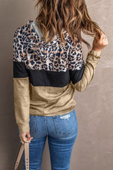 Leopard Color Block Hoodie- yellow color block hoodie with leopard print and kangaroo pockets #Firefly Lane Boutique1