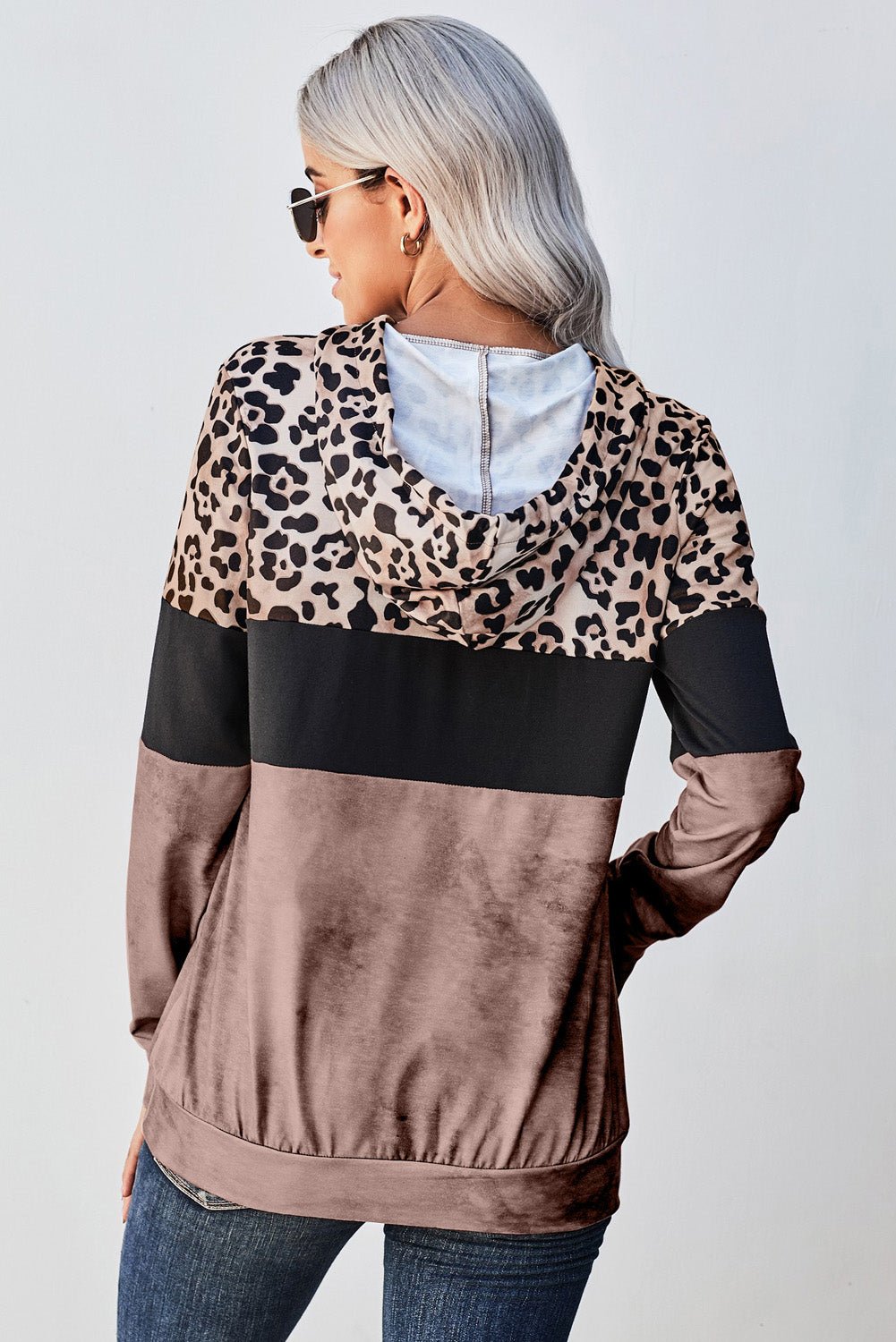 Leopard Color Block Hoodie - brown color block hoodie with leopard print and kangaroo pockets #Firefly Lane Boutique1