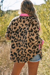 Leopard Shacket with Pockets - teddy shacket with leopard print and pink trim. #Firefly Lane Boutique1