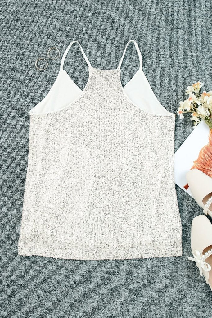 Let’s Go Out Silver Sequin Tank Top #Firefly Lane Boutique1