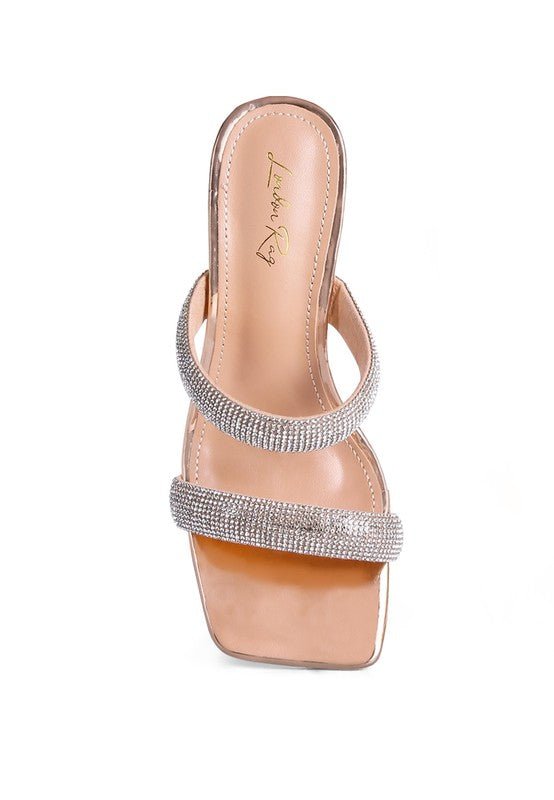 London Rag Dolls Diamante Mid Heel Slide Sandals #Firefly Lane Boutique1