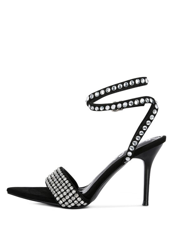 London Rag Zurin Black High Heeled Diamante Sandals #Firefly Lane Boutique1