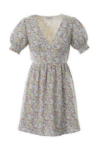 Meadow Mist Short Light Green Dress - a green floral mini dress with puff sleeves and smocked waist. #Firefly Lane Boutique1