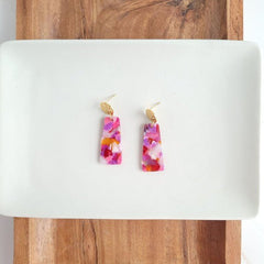 Mia Mini Acrylic Paradise Pink Gold Bar Earrings #Firefly Lane Boutique1