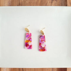 Mia Mini Acrylic Paradise Pink Gold Bar Earrings #Firefly Lane Boutique1