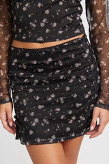 Midnight Blooms Floral Mini Mesh Skirt #Firefly Lane Boutique1