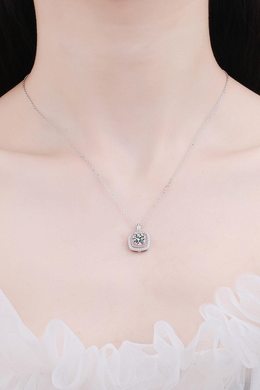 Moissanite Geometric Pendant Necklace - 925 sterling silver chain and drop necklace with pink Diamond #Firefly Lane Boutique1