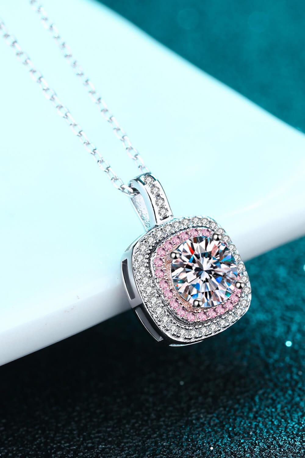 Moissanite Geometric Pendant Necklace - 925 sterling silver chain and drop necklace with pink Diamond #Firefly Lane Boutique1