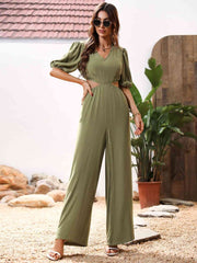 Mossy Meadow Cutout V-Neck Green Jumpsuit #Firefly Lane Boutique1