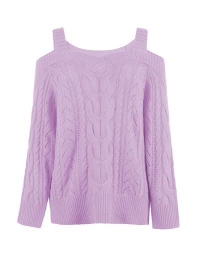 Off Shoulder Chic Cable-Knit Purple Sweater #Firefly Lane Boutique1