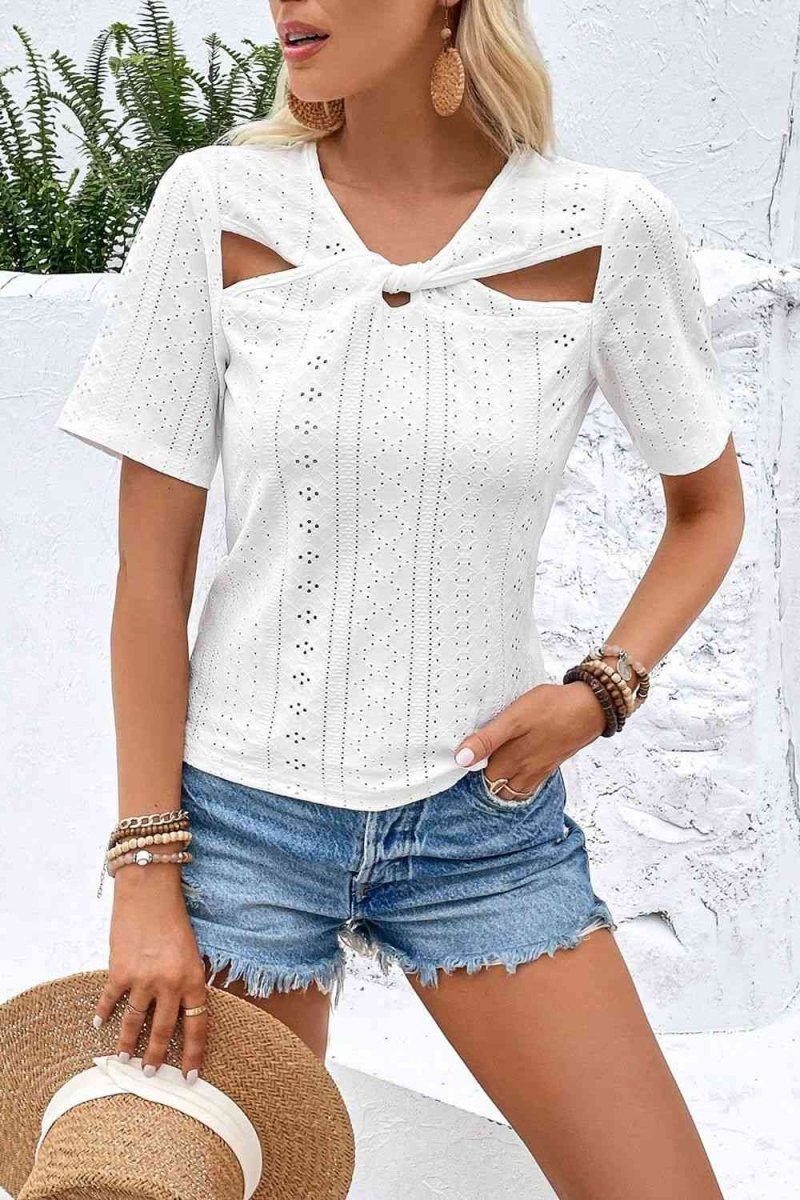 Only Clear Skies Short Sleeve White Blouse #Firefly Lane Boutique1