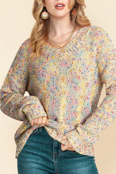 Party Pop V -Neck Confetti Sweater #Firefly Lane Boutique1