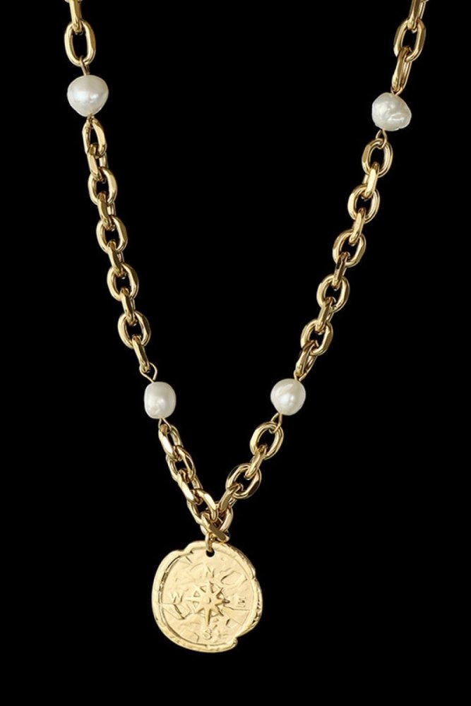 Pearl Coin Compass Necklace #Firefly Lane Boutique1