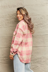 Plaid Collared Neck Button Down Jacket #Firefly Lane Boutique1