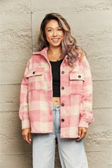 Plaid Collared Neck Button Down Jacket #Firefly Lane Boutique1