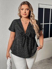 Playful Dots Bow Front Plus Size Babydoll Blouse #Firefly Lane Boutique1