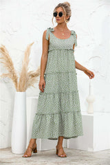 Polka Dot Maxi Dress Adjustable Straps Tiered -Dresses#Firefly Lane Boutique1