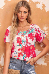 Poppy Petals Short Sleeve Floral Printed Blouse #Firefly Lane Boutique1