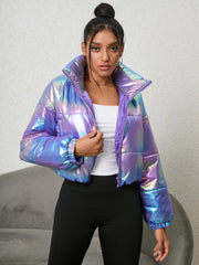 Prismatic Glow Purple Iridescent Puffer Jacket #Firefly Lane Boutique1