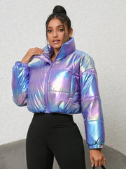 Prismatic Glow Purple Iridescent Puffer Jacket #Firefly Lane Boutique1