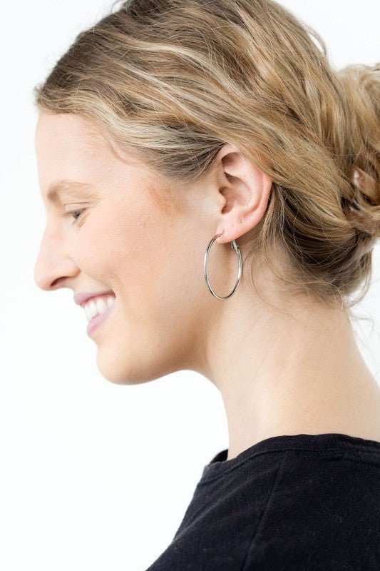 Remi Hoop Earrings - Silver - Size Large #Firefly Lane Boutique1